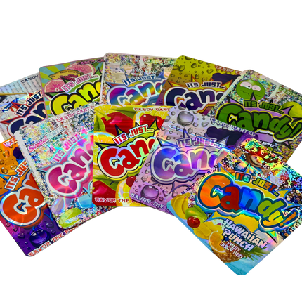 50 Pack 3.5G Mylar Bags Mix Designs – Candy Theme