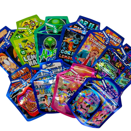50 Pack 3.5G Mylar Bags Mix Designs – Juice Box 1