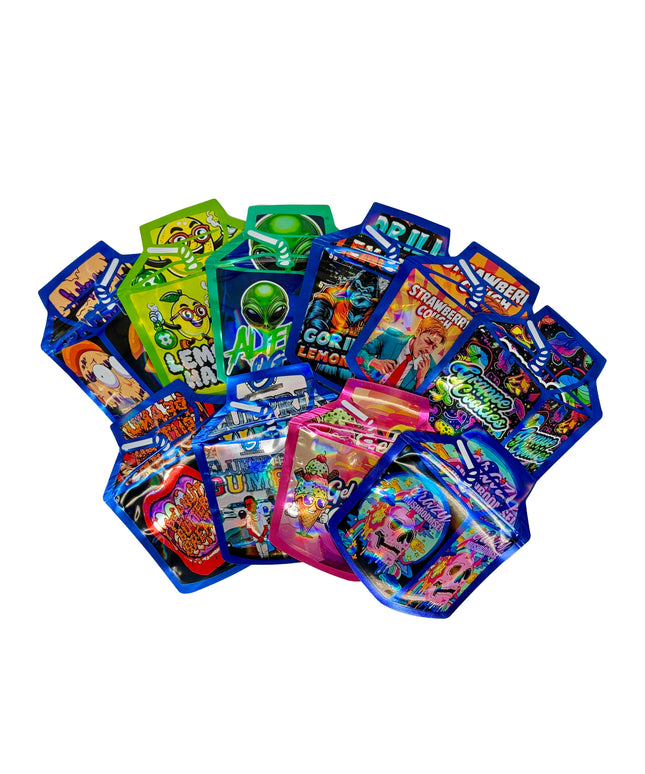 50 Pack 3.5G Mylar Bags Mix Designs - Juice Box 1