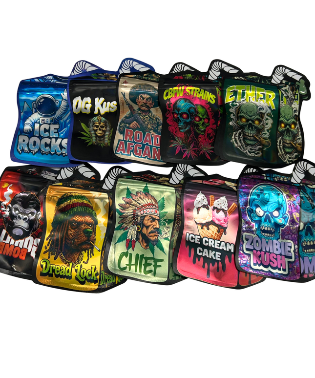 50 Pack 3.5G Mylar Bags Mix Designs - Juice Box 2