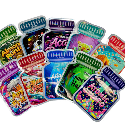 50 Pack 3.5G Mylar Bags Mix Designs – Pharma Bottle