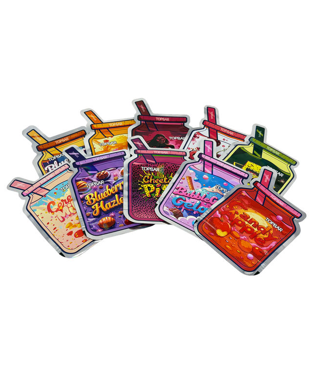 50 Pack 3.5G Mylar Bags Mix Designs - Straw Jar