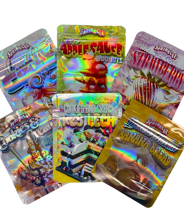 50 Pack 3.5G Mylar Bags Mix Designs - Sprink