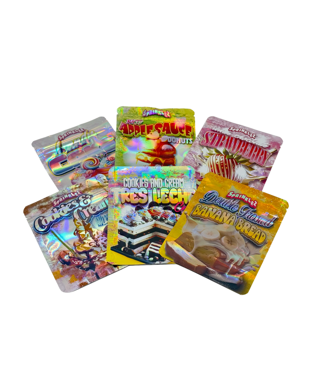 50 Pack 3.5G Mylar Bags Mix Designs - Sprink