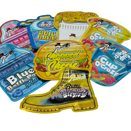 50 Pack 3.5G Mylar Bags Mix Designs – Shaped Runtz