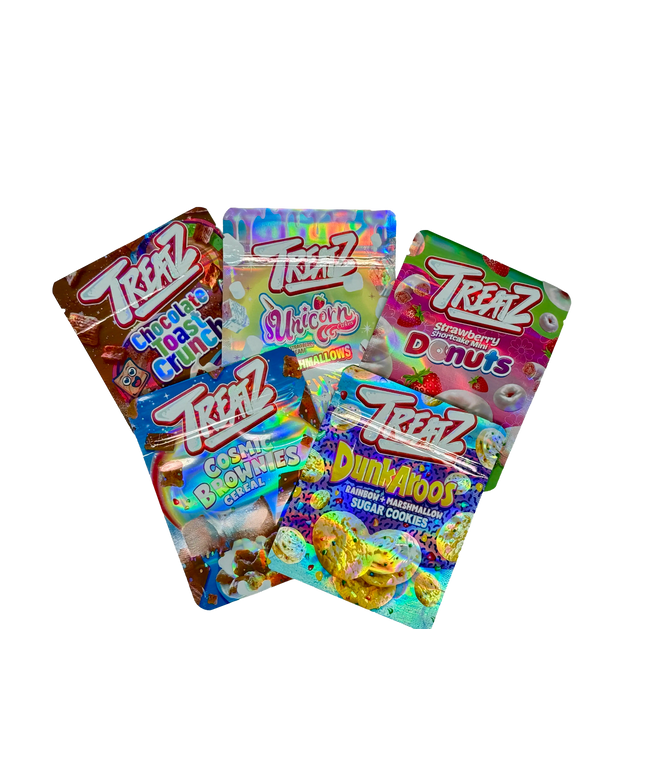 50 Pack 3.5G Mylar Bags Mix Designs - Treatz