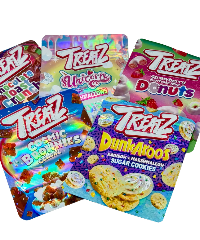 50 Pack 3.5G Mylar Bags Mix Designs - Treatz
