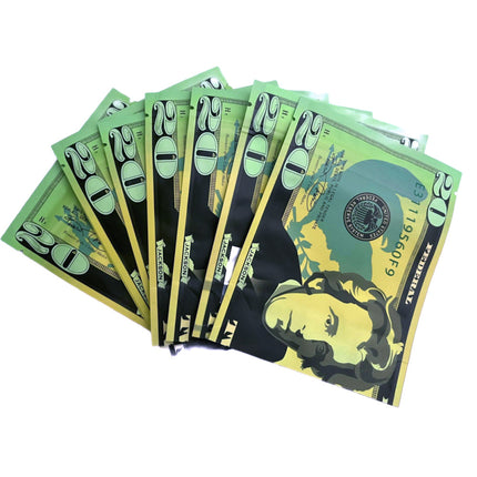3.5g Money-Shaped Mylar Bag – Twenty Value Design – 50 Count