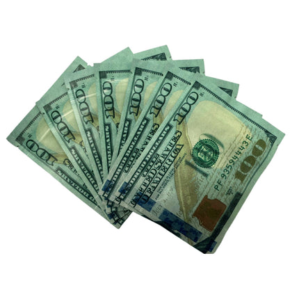 50 Pack 3.5g Money-Shaped Mylar Bags – Hundred Value Front Design