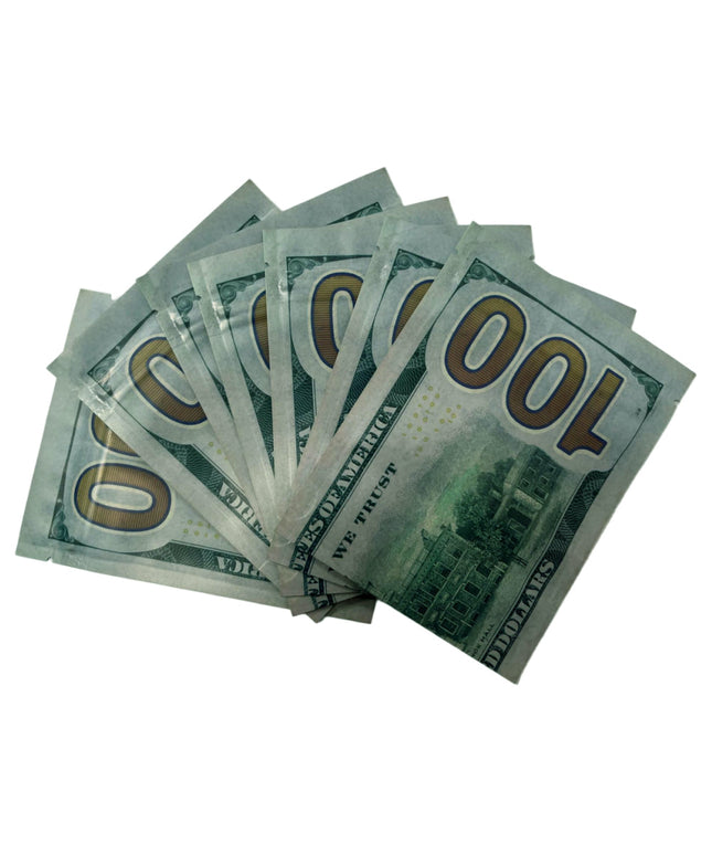 50 Pack 3.5g Money-Shaped Mylar Bags - Hundred Value Design