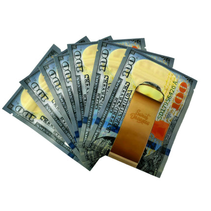 50 Pack 3.5g Money-Shaped Mylar Bags – Money Clip Design
