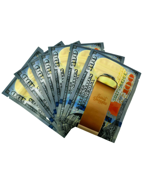 50 Pack 3.5g Money-Shaped Mylar Bags - Money Clip Design