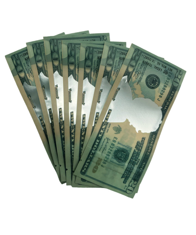 50 Pack 3.5g Money-Shaped Mylar Bags - Twenty Value Design