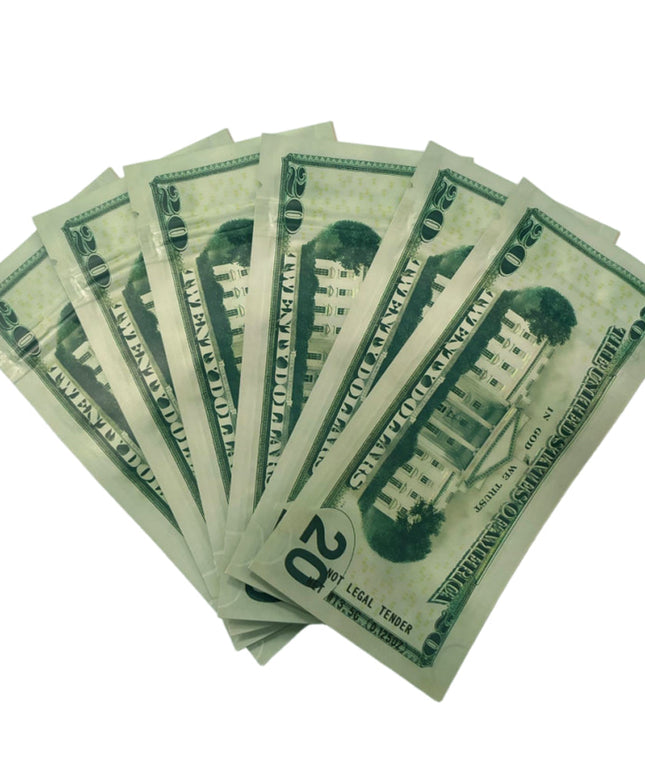 50 Pack 3.5g Money-Shaped Mylar Bags - Twenty Value Design