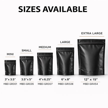 50 Pack – 3.5g  Small (4"x5") Solid Color Mylar Bags - 12 Color Options