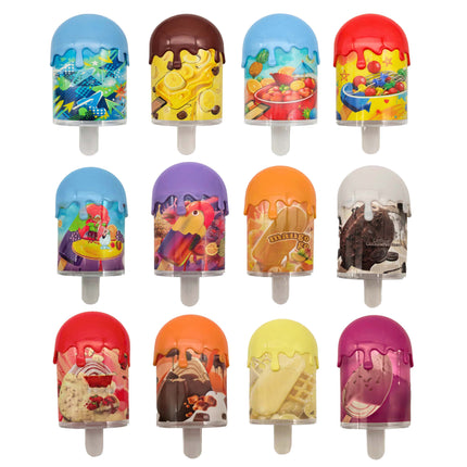 12 Pack – Popsicle Style Plastic Storage Containers with Decorative Wrap Labels - Zaza Dazs Strawberry Cheesecake