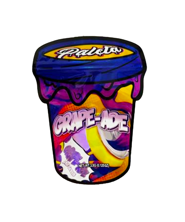 Mylar bag 3.5g, herb Mylar Bags, Where to buy mylar bags, Custom mylar bags near me, Mylar Bags Wholesale. Paleta Grape-Ade toy on a white background