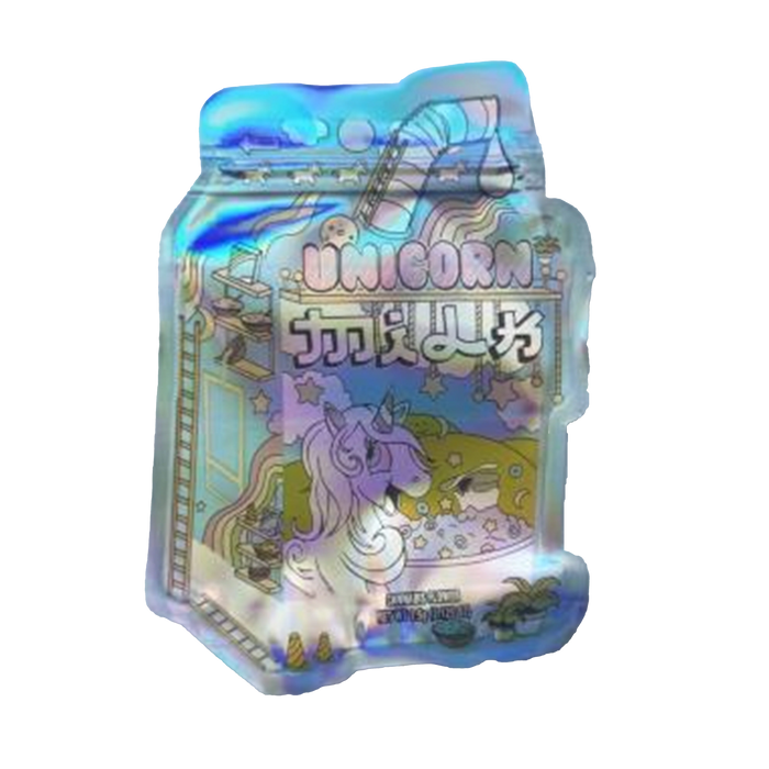 3.5g Shaped Mylar Bag - Unicorn Graphic Design - 50 Count