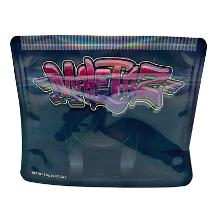 3.5g Shaped Mylar Bag – Bold Graphic Design – 50 Count