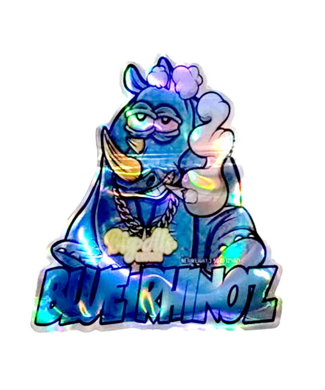 3.5g Shaped Mylar Bag - Blue Animal Design - 50 Count