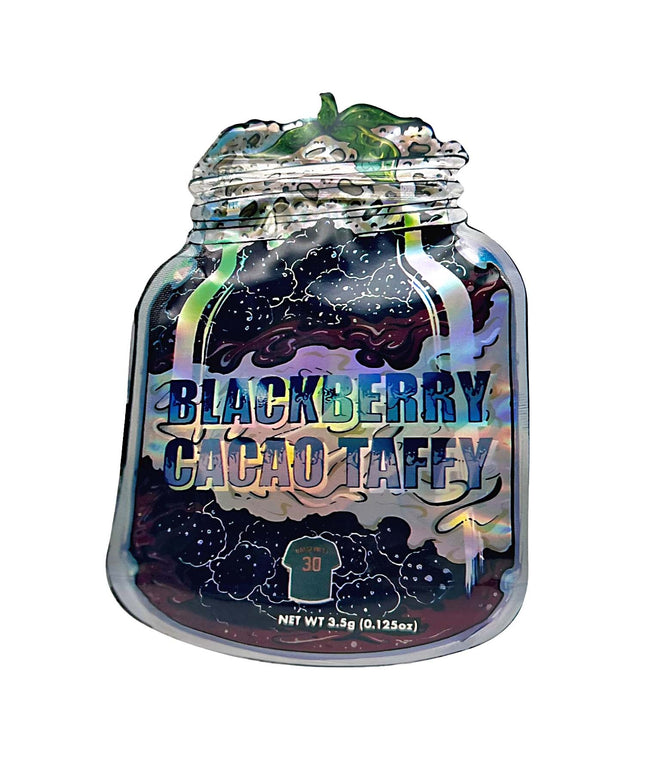 3.5g Shaped Mylar Bag - Blackberry Cocoa Taffy Design - 50 Count