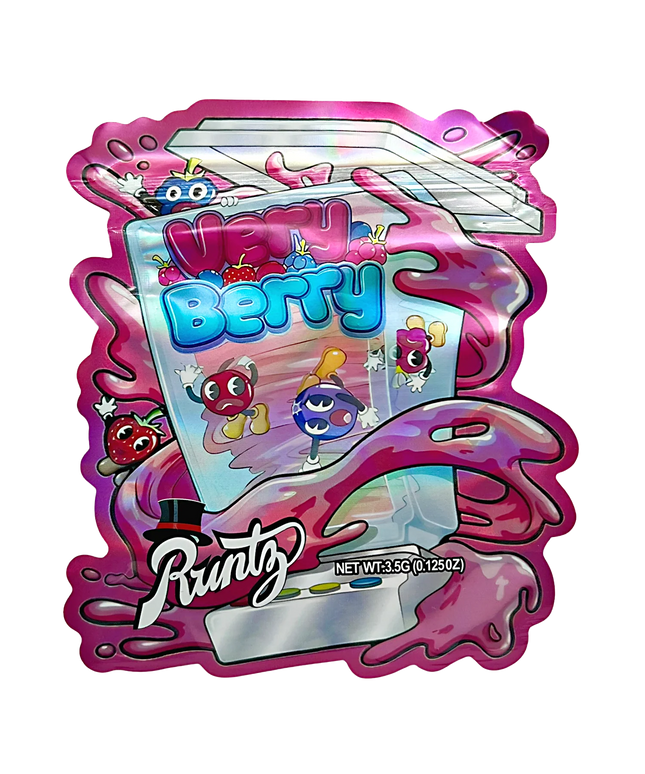 Mylar bag 3.5g, herb Mylar Bags, Where to buy mylar bags, Custom mylar bags near me, Mylar Bags Wholesale. Colorful packaging of Runtz candy with cartoon characters on a white background