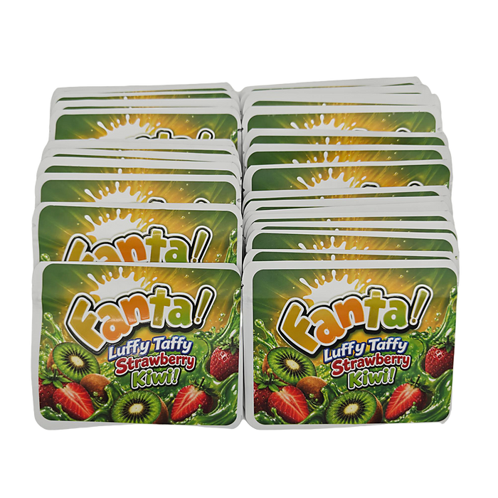 32 Pack – 7g Exotic Thick Sticker Mylar Bags – Premium Smell Proof - Fanta Luffy Taffy Strawberry Kiwi (SMB-7G-010)