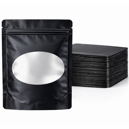50 Pack - Med-Large Solid Color Zip-Seal Foil Pouches (4.25"x6.25") Oval Window Selection