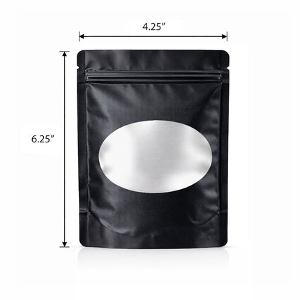 50 Pack - Med-Large Solid Color Zip-Seal Foil Pouches (4.25"x6.25") Oval Window Selection
