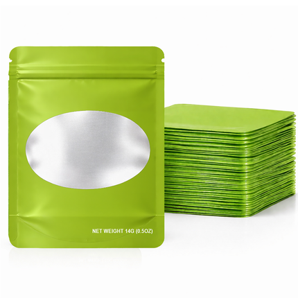14g Solid Color Mylar Bag – Green – 50 Count