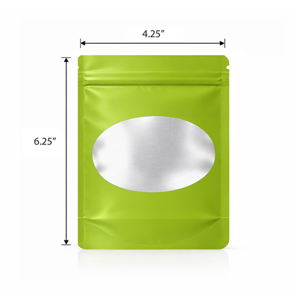 50 Pack - Med-Large Solid Color Zip-Seal Foil Pouches (4.25"x6.25") Oval Window Selection