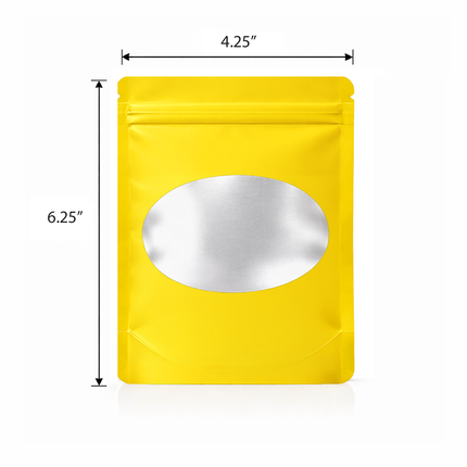 50 Pack - Med-Large Solid Color Zip-Seal Foil Pouches (4.25"x6.25") Oval Window Selection