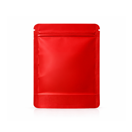 50 Pack – 14g Solid Color Mylar Bags with Oval Window - Red