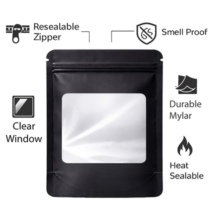 50 Pack - Med-Large Solid Color Zip-Seal Foil Pouches (4.25"x6.25") Square Style Selection