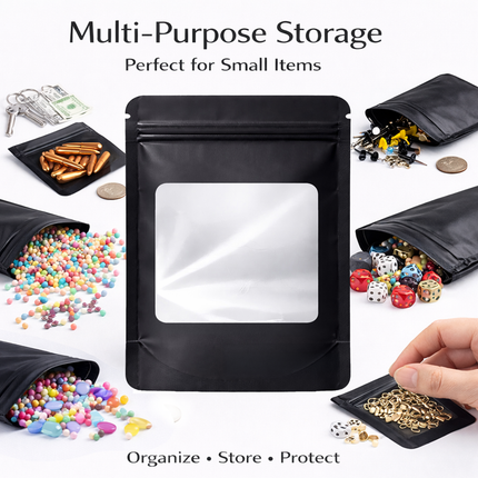 50 Pack - Med-Large Solid Color Zip-Seal Foil Pouches (4.25"x6.25") Square Style Selection