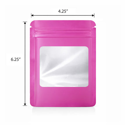 50 Pack - Med-Large Solid Color Zip-Seal Foil Pouches (4.25"x6.25") Square Style Selection