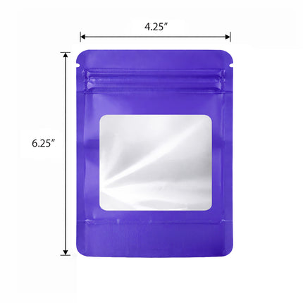 50 Pack - Med-Large Solid Color Zip-Seal Foil Pouches (4.25"x6.25") Square Style Selection