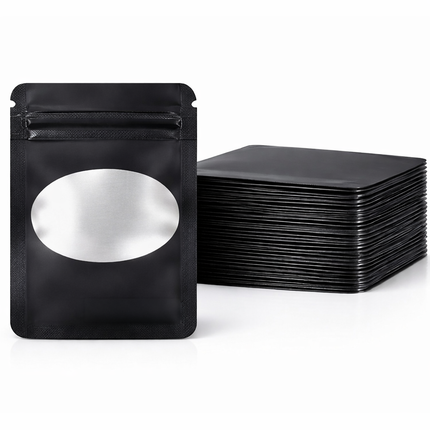 100 Pack - Mini Solid Color Zip-Seal Foil Pouches (2.6"x3") Oval Style Selection