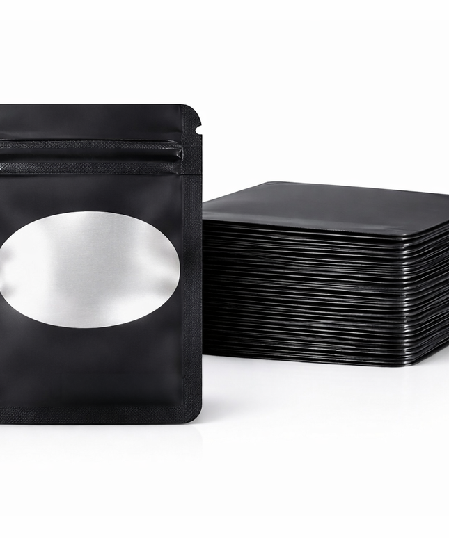 100 Pack - Mini Solid Color Zip-Seal Foil Pouches (2.6"x3") Oval Style Selection