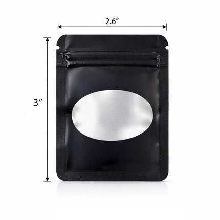 100 Pack - Mini Solid Color Zip-Seal Foil Pouches (2.6"x3") Oval Style Selection