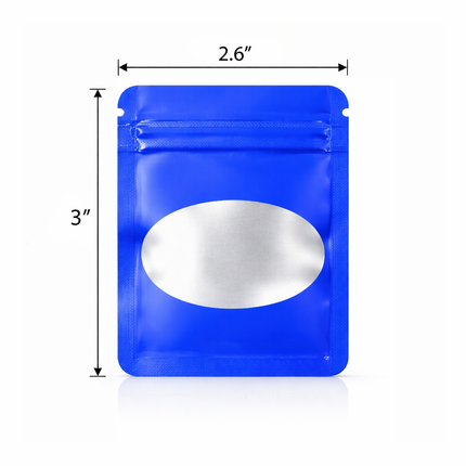 100 Pack - Mini Solid Color Zip-Seal Foil Pouches (2.6"x3") Oval Style Selection