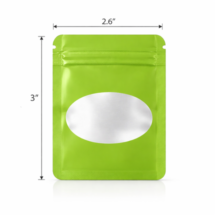 100 Pack - Mini Solid Color Zip-Seal Foil Pouches (2.6"x3") Oval Style Selection