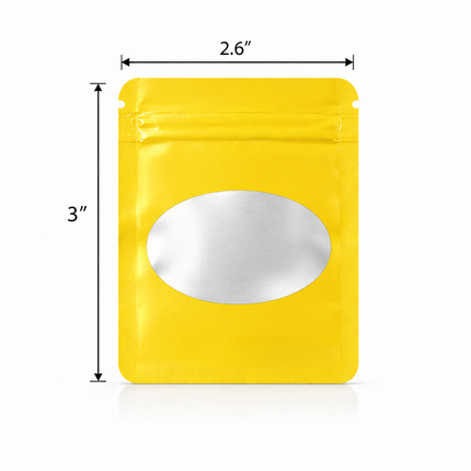 100 Pack - Mini Solid Color Zip-Seal Foil Pouches (2.6"x3") Oval Style Selection