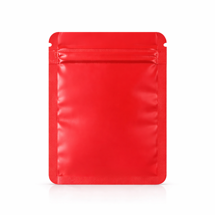 100 Pack – 1g Solid Color Mylar Bags with Oval Window - Red