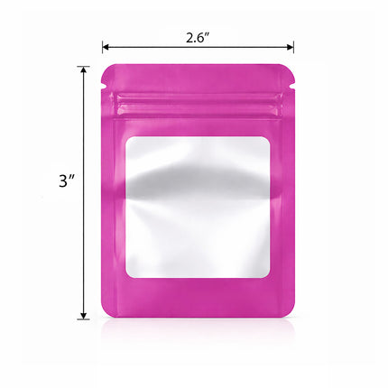 100 Pack - Mini Solid Color Zip-Seal Foil Pouches (2.6"x3.") Square Style Selection