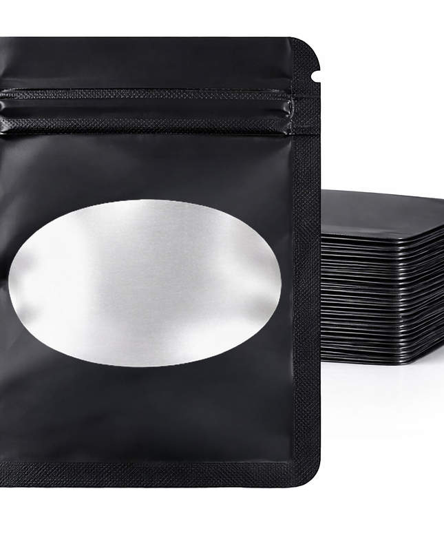 25 Pack - X-Large Solid Color Zip-Seal Foil Pouches (12"x15") Oval Window Selection