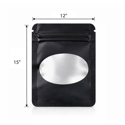 25 Pack - X-Large Solid Color Zip-Seal Foil Pouches (12"x15") Oval Window Selection