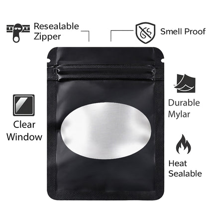 25 Pack - X-Large Solid Color Zip-Seal Foil Pouches (12"x15") Oval Window Selection