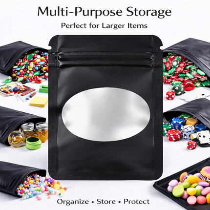 25 Pack - X-Large Solid Color Zip-Seal Foil Pouches (12"x15") Oval Window Selection