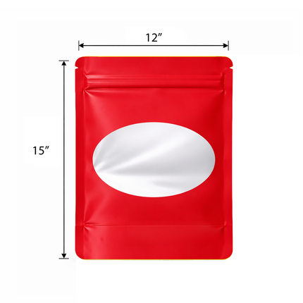 25 Pack - X-Large Solid Color Zip-Seal Foil Pouches (12"x15") Oval Window Selection